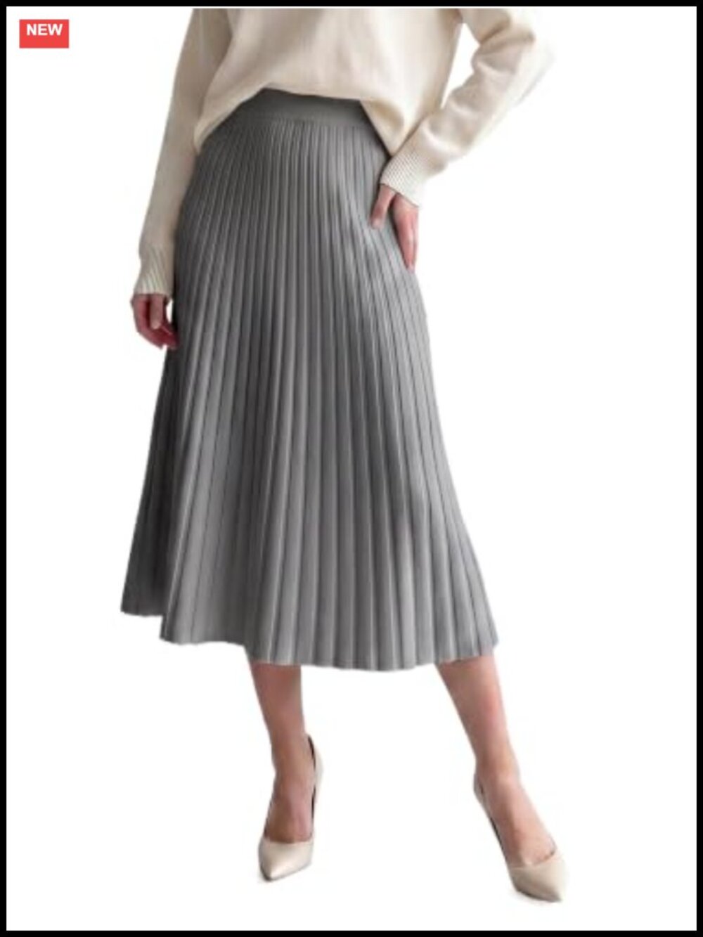 Womens Pleated Ribbed Knit A-Line Maxi Sweater Skirt Fall Winter